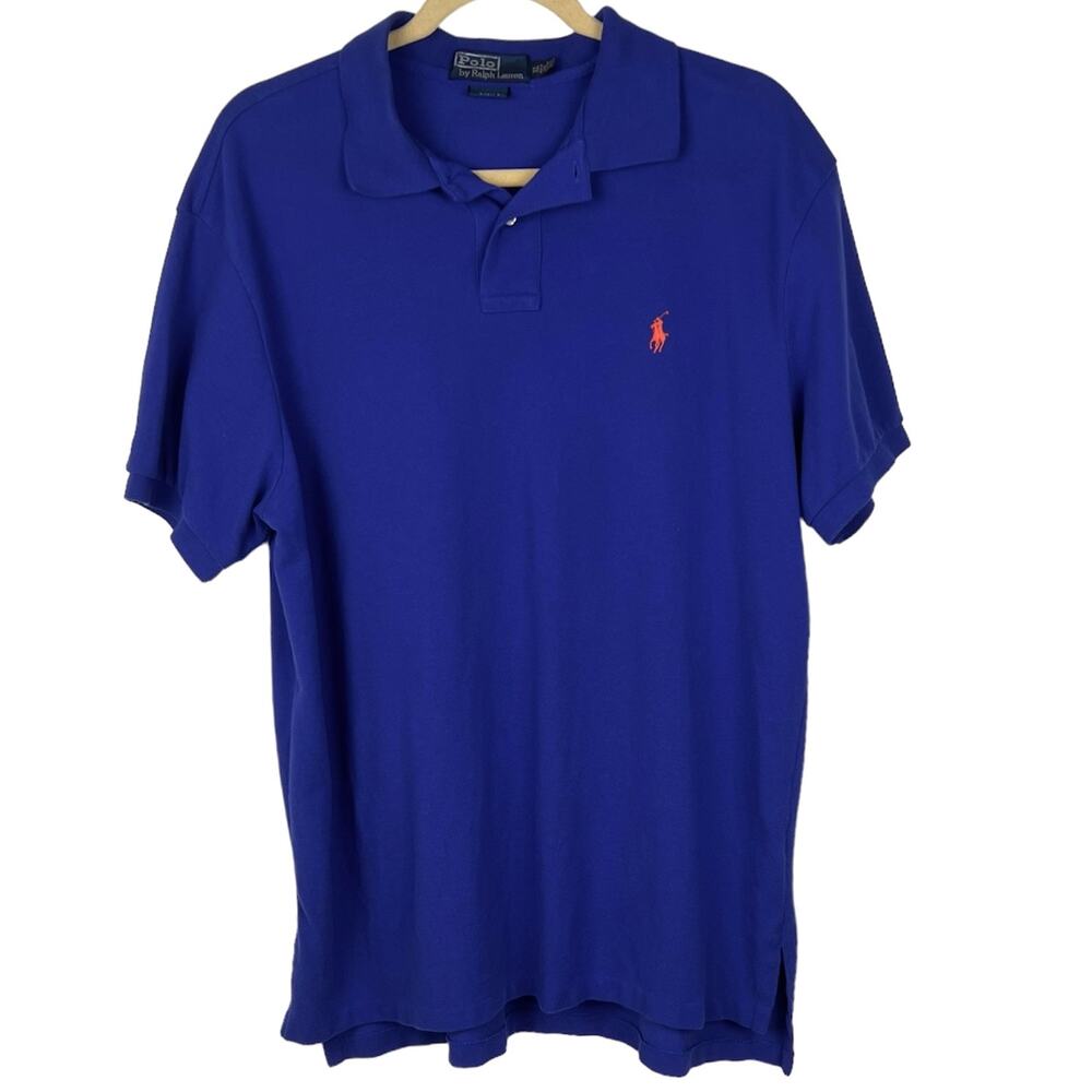 Vintage Polo Ralph Lauren Royal Blue Mesh Polo Shirt XL Custom Fit